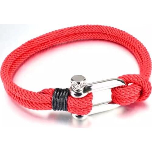 Mens U-shaped lifesaving Bracelet outdoor camping rescue emergency rope womens Bracelet Black Stainless steel buckle