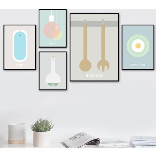 Bathtub Fried Egg Light Salad Oil Wall Art Canvas Painting Nordic Posters And Prints Wall Pictures For Bathroom kitchen Decor