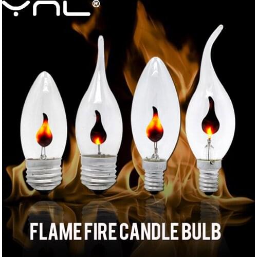 Edison Flicker Flame Led Candle Light Bulb E14 E27 Emulation Fire Lighting Vintage 3W AC220V Tail Retro Decor Energy Saving Lamp