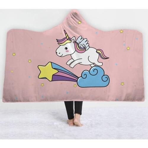 202 Printing Sherpa Throw Hooded Blanket Wearable Winter Warm Fleece Bedding Office Quilts Soft Adults Travel Hooded Blankets