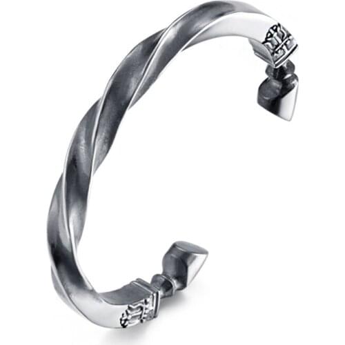 TJP Fashion Vintage titanium steel war-horse horseshoe bracelet torsion horseshoe cuff bracelet bangles