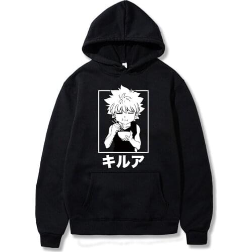 Japanese Anime Hunter X Hunter Hoodie Killua Zoldyck Top Japanese Streetwear Loose Long Sleeve Harajuku Pullover Men Sweatshirt