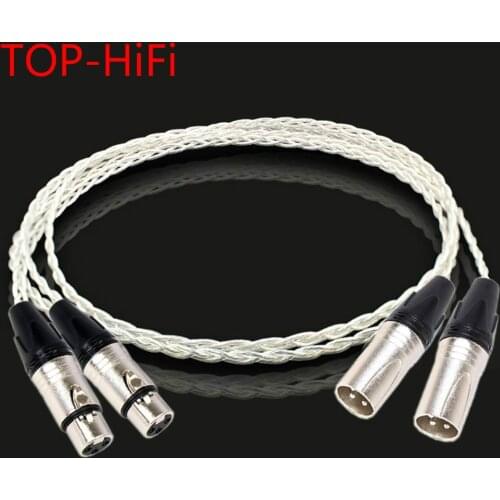 TOP-HiFi Pair 8AG Single Crystal Silver XLR Male to Female Leads Balanced Audio Cable for Amplifier CD player