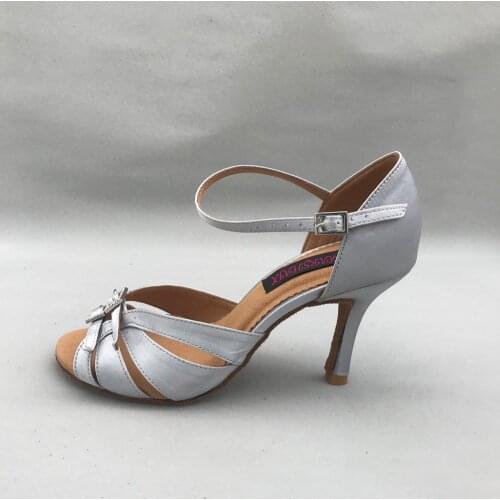 8.5cm heel Sexy Elegant Latin Dance Shoes For women Salsa shoes pratice shoes comfortable shoes MS6214GR low heel available