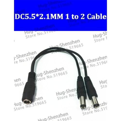 High quality 20pcs/lot 1 DC Female to 2 male wire connectors DC Jack wire cable 5.5x2.1mm for led strip lights
