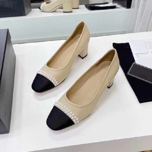 2021 Luxury Pearls High Heels Shoes Women Pumps Fashion Round Toe Shallow Summer Sandals Ladies Party Dresses Pumps Shoes