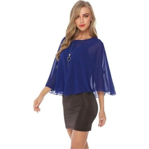 Women Chiffon Bolero Cape Shawl Wedding Jacket Shrug Out Coat Scoop Neckline Evening Party Wraps