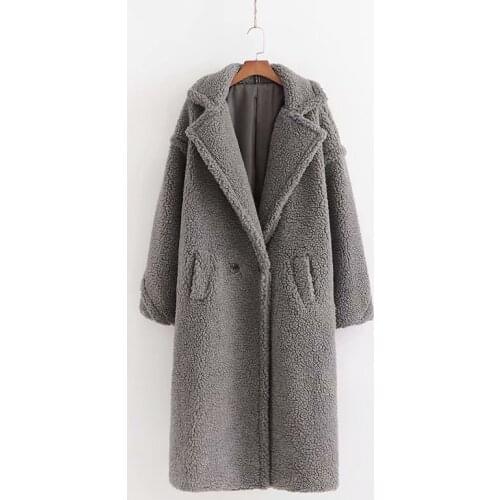 Women Winter Lamb Furry Coats Warm Long Coat Vintage Women Plush Teddy Coat Casual Loose Oversized Outwear Soft Fluffy Jacket
