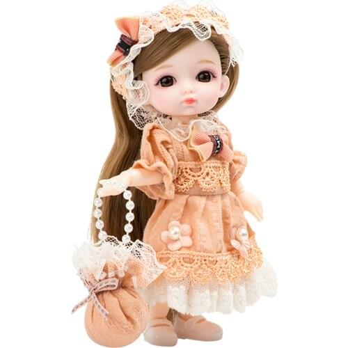 1/12 13 Jointed BJD Girl Doll with Dress Shoes Long Hair Lovely Princess Doll Role Play Toy Gifts