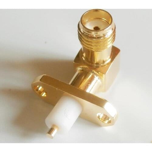 1X New RF Connector SMA Female jack Rhombic with 2 Hole Flange Chassis Panel Mount deck Solder 90 Degree Right Angle Brass