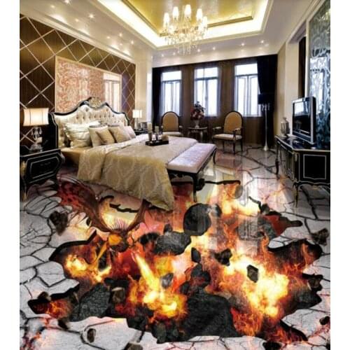 PVC The fire-breathing dragon burns the flames non-slip waterproof self-adhesive 3D floor sticker tiles bathroom 3D wallpaper