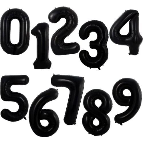 40inch Black Figure Number Foil Balloon Banner Anniversary Birthday Party Decoration Adult Baby Shower Digital Ballon Kids Globo