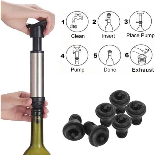 6 Pcs Vacuum Red Wine Bottle Cap Stopper Silicone Sealed Champagne Bottle Stopper Vacuum Retain Freshness wine plug Bar Tools
