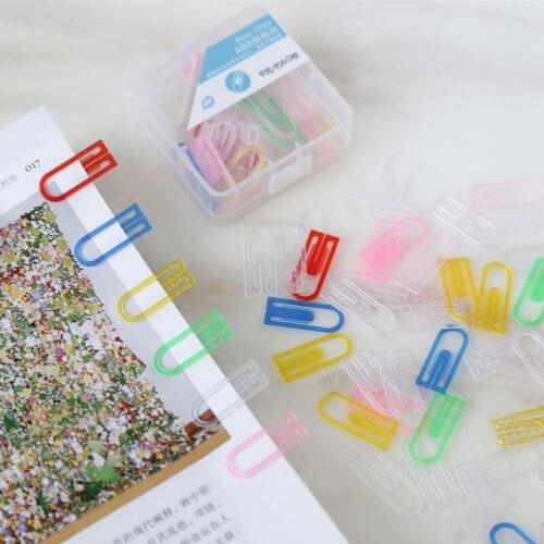 60pcs/pack Office School Supplies Color Plastic Paper Clip Student Paper Storage Category Needle Boxed Rust Mix Color