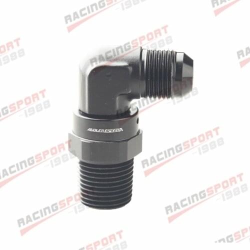 8AN Male Flare To 1/2" inch NPT 90 Degree Swivel Adapter Fitting Aluminum Black