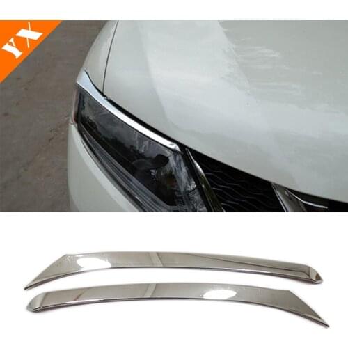 ABS Chrome Headlight Eyebrow Cover Front Lamp Trim 2014 2015 2016 Car Accessories For Nissan X Trail T32 X-Trail Rogue 2pcs