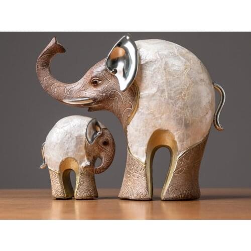 Home Decoration Accessories Shell Elephant Statue Creative Living Room Decoration Crafts Modern Home Decoration New House Gift