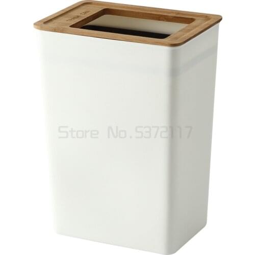 Simple size bamboo cover trash can northern Europe trash can simple living room bedroom bathroom kitchen paper basket