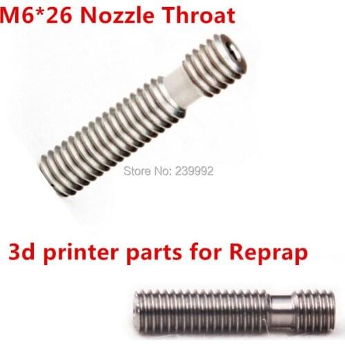 Free Shipping 5pcs/lot Plus Barrel M6*26 Nozzle Throat For Reprap Makerbot 3D Printer Extruder Hot End 1.75mm