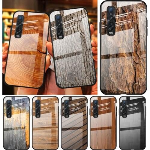 Tempered Glass Cover Texture Wood For OPPO A9 2020 A52 Find X2 Lite Realme 7 7i 6 5 Pro C3 XT Phone Case Shell