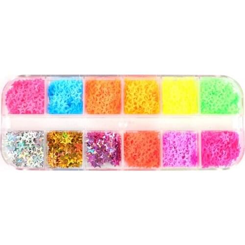 12 Grids/Box Nail Art Fluorescent Sequins Holographic Glitter Flakes Jewelry Epoxy DIY Resin Mold Filling Decor