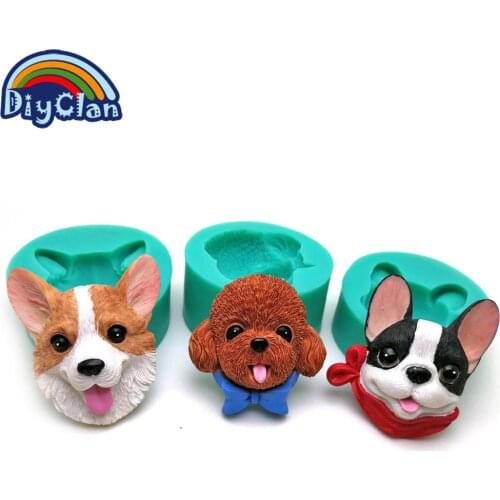 3 cartoon dog cake mold silicone baking tools food-grade chocolate cupcake dessert mold fondant cake decoration soap making