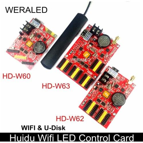 WERALED Huidu Asynchronization HD-W60 HD-W62 HD-W63 Wifi & U-Disk Ports Single Color/ Dual Color LED Display Controller