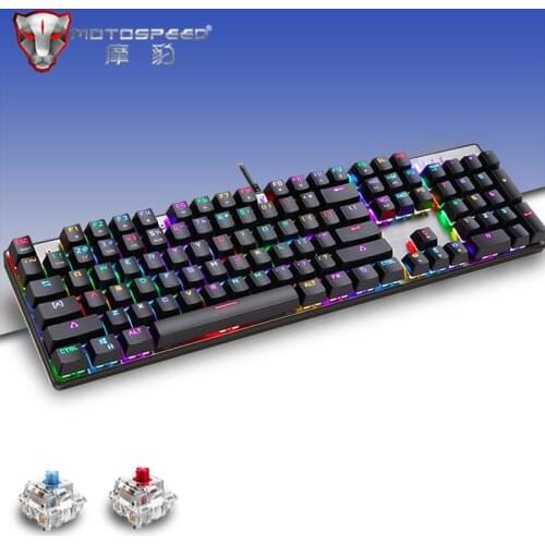 Original Motospeed CK104 RGB Gaming Mechanical Keyboard 104 Keys USB Wired Russian/English LED Backlit For Computer Gamer+Gift