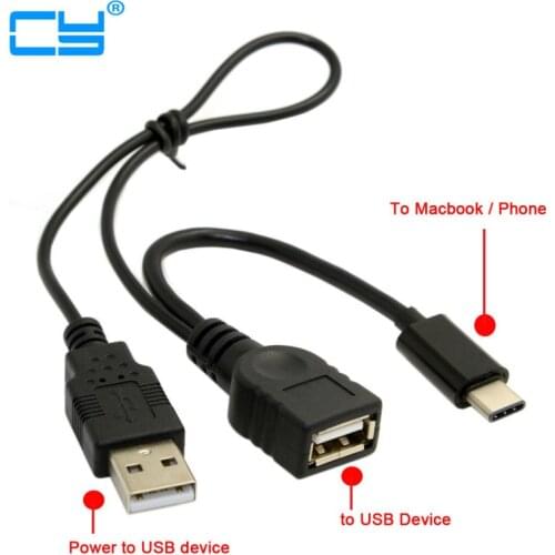 USB-C Type-C USB 3.1 to USB 2.0 Female OTG Data Cable with Power for Cell Phone Huawei p9 mate9 xiaomi 4c letv& New Mac book Pro