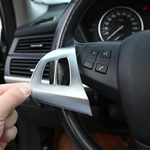 2pcs Chrome ABS Plastic Steering Wheel Button Frame Trim for BMW X5 E70 2008-2013 Year Modle Car Accessories