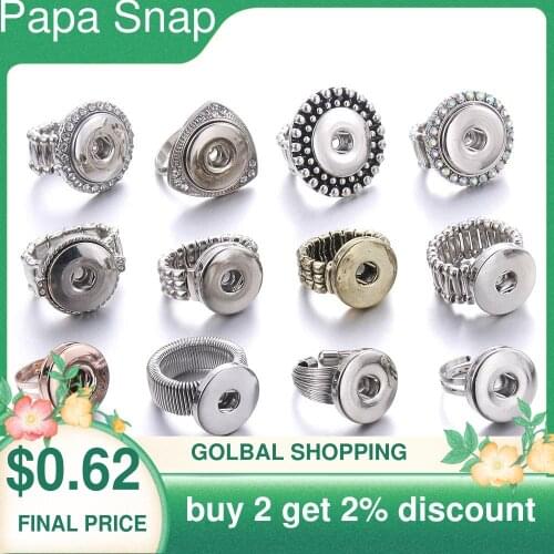 New fashion Snaps Jewelry Ring Flexible Adjustable 18mm Snap Button Metal Ring Party Charm Ladies Snap Button Jewelry