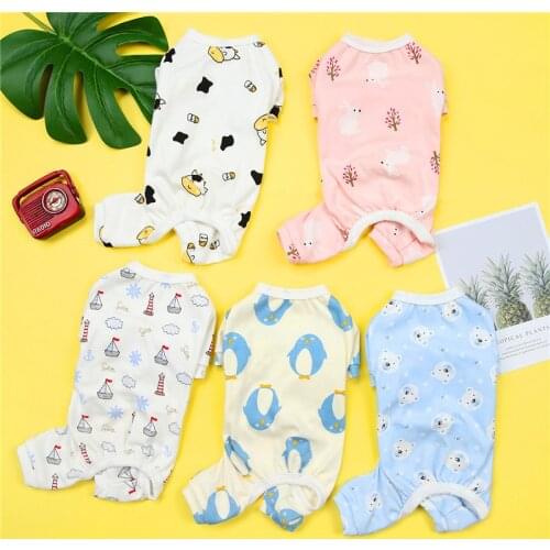 New Cotton Print Puppy Cat Dog Jumpsuit Spring Summer Pet Pajamas for Small Dogs Mascotas Costume York Terrier Maltese Overalls