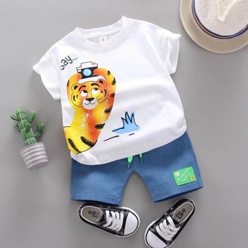 Summer Kids Toddler Baby Boys Clothes Sets For Boys Cut Cartoon Animal Infant Clothing Suit Top T-shirt shorts Toddler Outfit