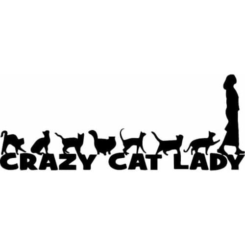 Creative Car Sticker Crazy Cat Lady Right Facing Funny Cute Car Window Decal Cats,18cm*7cm