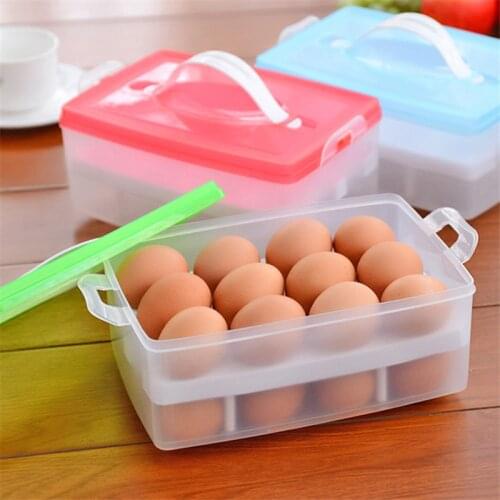Kitchen Egg Storage Box Organizer Refrigerator Storing Egg 24 Eggs Organizer Outdoor Portable Container Storage Egg Orgainzer