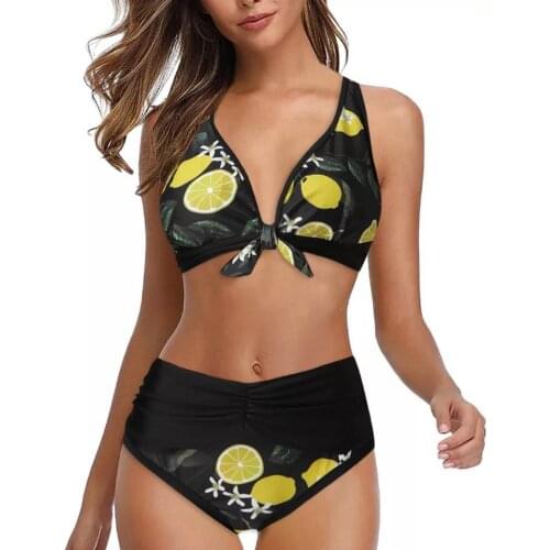 2020 Bikinis Women Swimwear High Waist Swimsuit Fruit print Sexy split Biquini Retro Bathing Suits Plus Size Swimwear XS-8XL