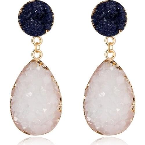 Fashion Charm Druzy Resin Stone Earring Water Drop Earrings For Women Girl Jewelry Gifts For Women Accessories Brinco