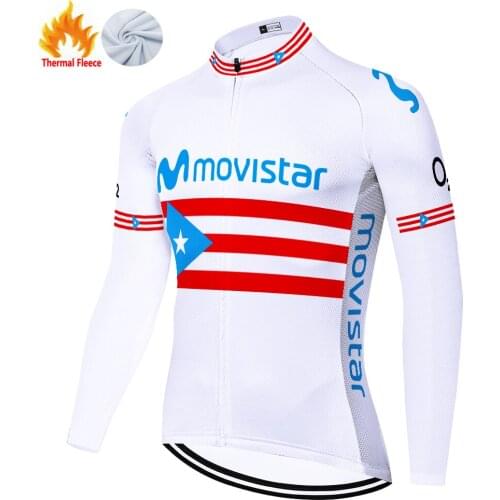 Movistar Winter Thermal Fleece Mallots Chaqueta Mallot Ropa Maillot Invierno Hombre Jersey Ciclismo Camiseta Ciclismo Masculino