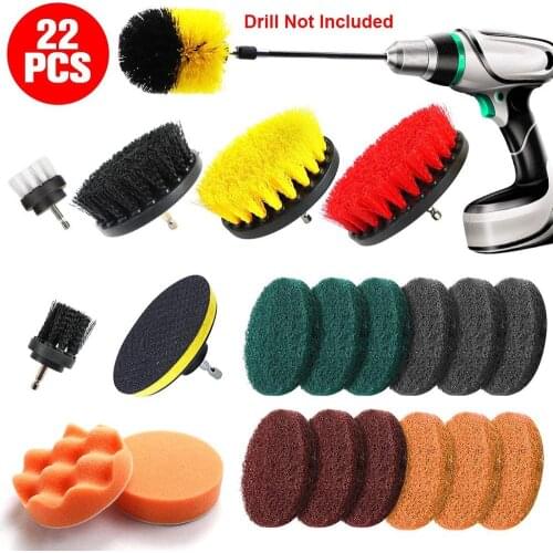 22 Piece Power Scrubber Drill Brush Kit, Scrub Brush with Extend Long Attachment, Scrubing Pads Cleaning Kit