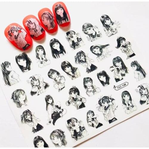 Newest TSC-148 series anime girldesigns 3d nail art sticker nail decal accessories nail slider