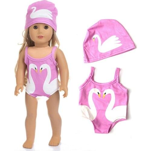 New Pattern Purple Swan Two Piece Suit Fit 42cm Nenuco Doll Nenuco y su Hermanita And 43cm Baby Doll Clothes Accessories