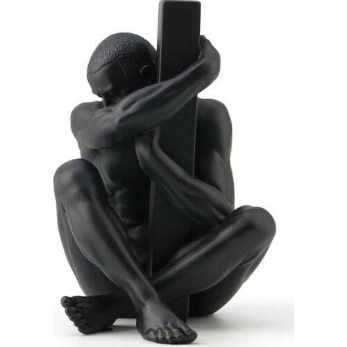 Resin creative human body art naked man and pillar sculpture birthday gift decoration table top ornament Zhendian treasure