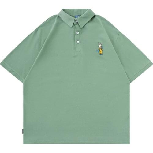 Polo Shirts For Men 2021 Summer Cartoon Embroidery Short Sleeves Polos Cotton Clothing Couples Fashion Loose Casual Tops Shirts