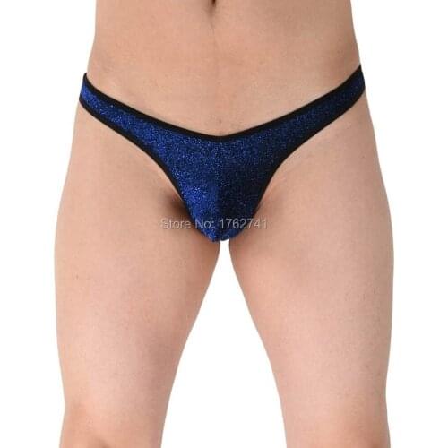 Sexy Male Mini Bikini T-back Men Shiny Elastic G-string Thongs Pouch Underwear
