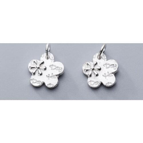 100% 925 Sterling Silver Handcraft Flower Charms 14mm Fancy Women Necklace Bracelets Silver Pendants DIY Jewelry Making Findings
