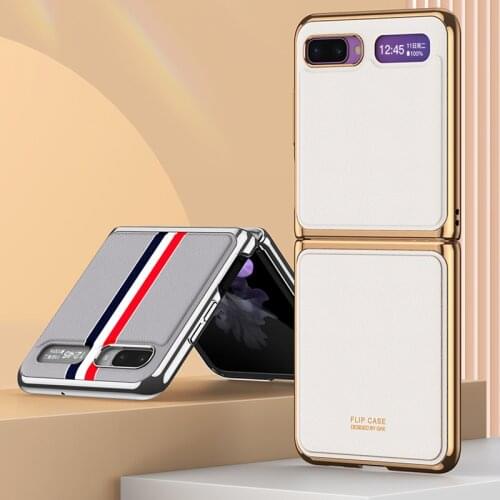 Foldable Case For Samsung Z Flip 5G Full Protective Plating Frame Leather Phone Case For Galaxy Z Flip Shockproof Shell Cover