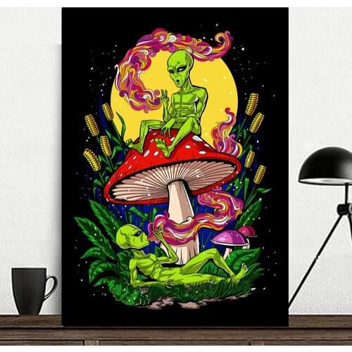 Modern art canvas Aliens Magic Mushroom Weed poster Childrens room fairy tale canvas picture bedroom decoration wall art frames