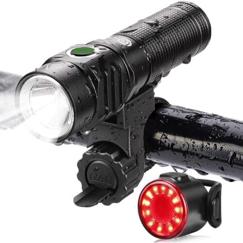 Bike Lights USB Rechargeable, LED Cycling Light Front and Back, 800 Lumen Headlight Flashlight and Rear Taillight Set