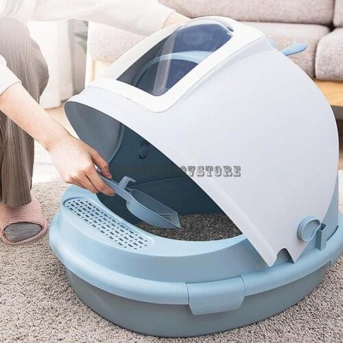 Cat Litter Basin Fully Enclosed Cat Toilet Cute Deodorization Extra Large Drawer Type Anti Splash Cat Litter Basin Excrement Cat