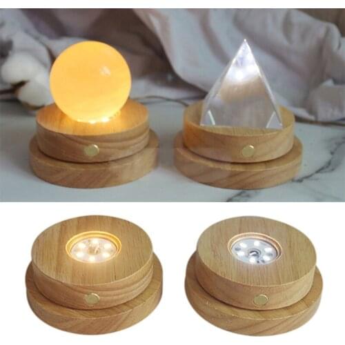 USB Creative 3D Crystal Ball Night Light Bedside Lamp Solid Wood Base Luminous Craft Glass Round Sphere Tables Decorions